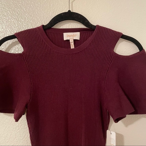 Laundry Maroon Open Shoulder Sweater Dress XS - Picture 3 of 8